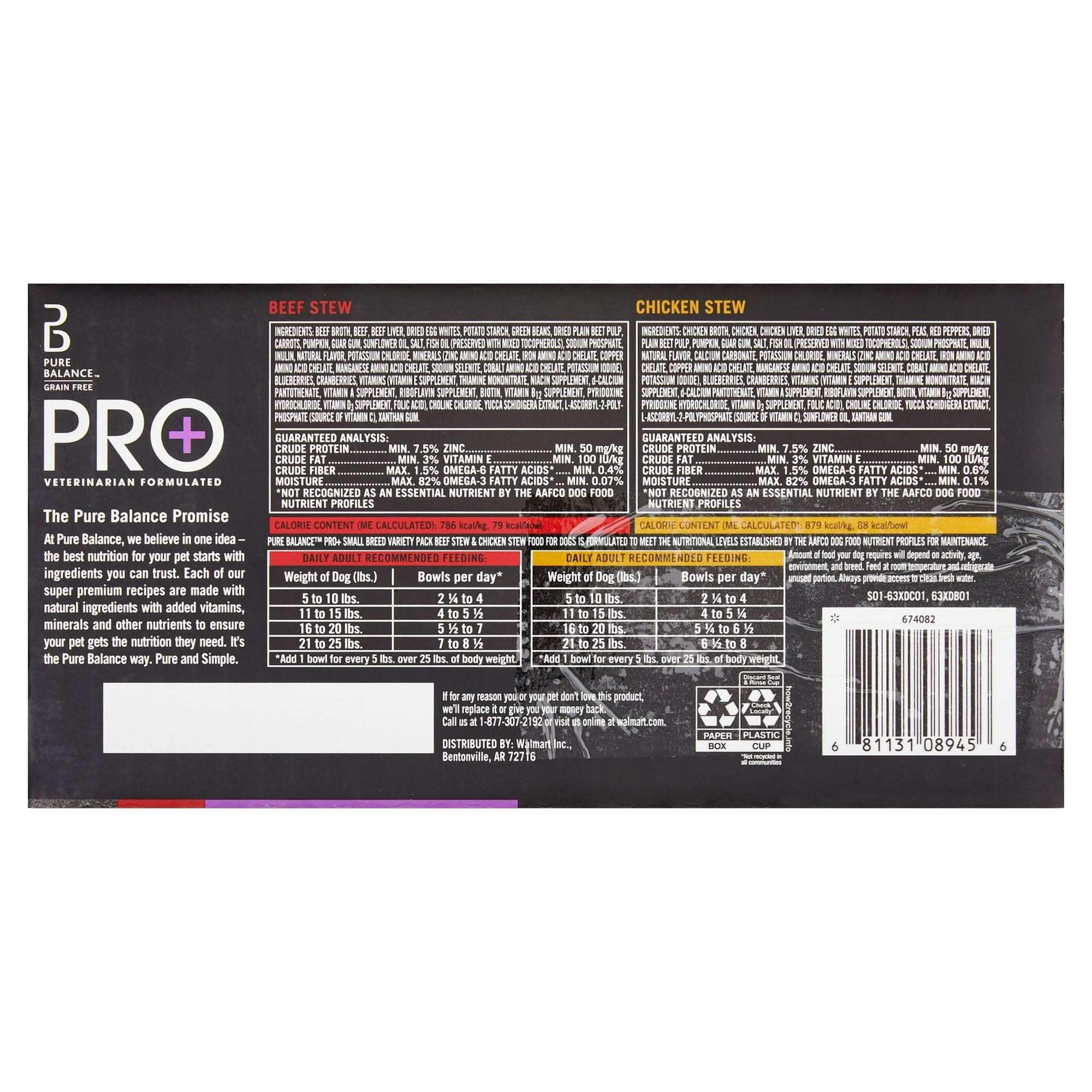 Pure Balance Pro Beef Stew & Chicken Stew for Small Breeds Wet Dog Food 3.5 oz