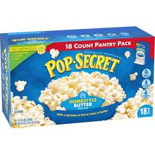 Homestyle butter microwave popcorn pantry pack box with 18 count and butter label