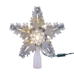 Silver Snowflake Lighted Christmas Tree Topper, 8.5", Holiday Time