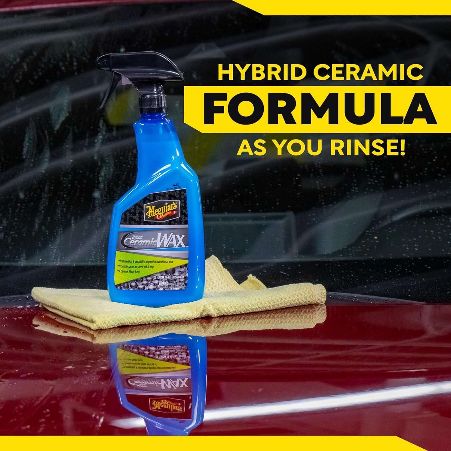 Cera Híbrida de Cerámica de Meguiar's, cera en spray fácil de usar para detallado de automóviles con el poder protector superior de la avanzada tecnología de barrera híbrida de SiO2, botella de spray de 768 ml