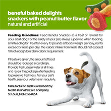 Dog treat pouch feeding guidelines panel with illustrated dog