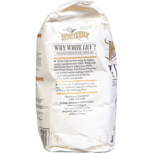 White Lily self-rising flour bag, back panel with serving and contact details