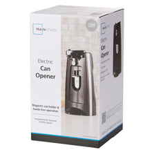 Electric can opener with bottle opener and knife sharpener, black countertop unit