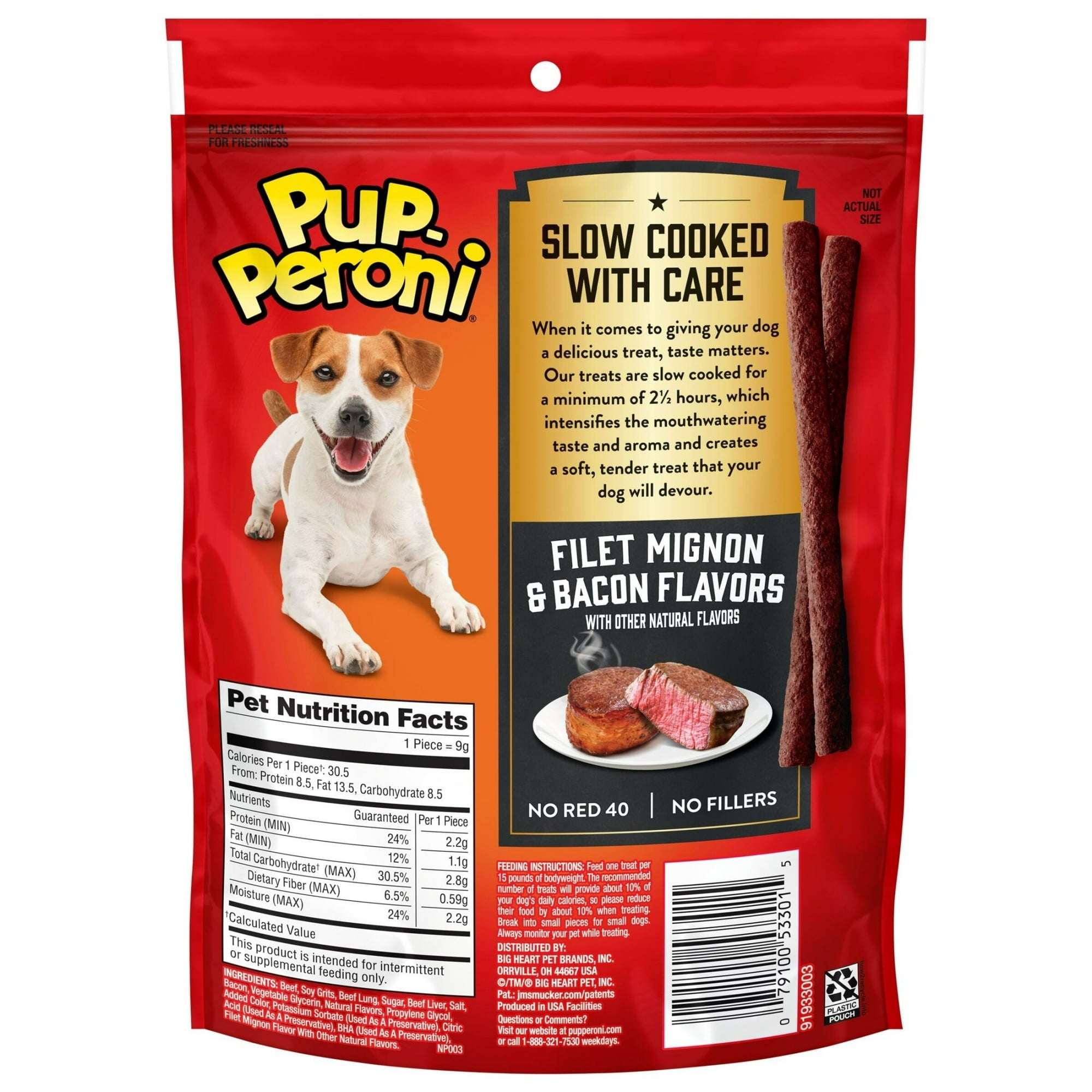 Pup Peroni Filet Mignon & Bacon Flavor Dog Treats, 5.6oz Bag