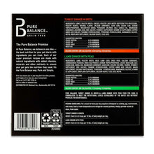 Back panel of Pure Balance grain-free variety pack with ingredients, analysis, and feeding info