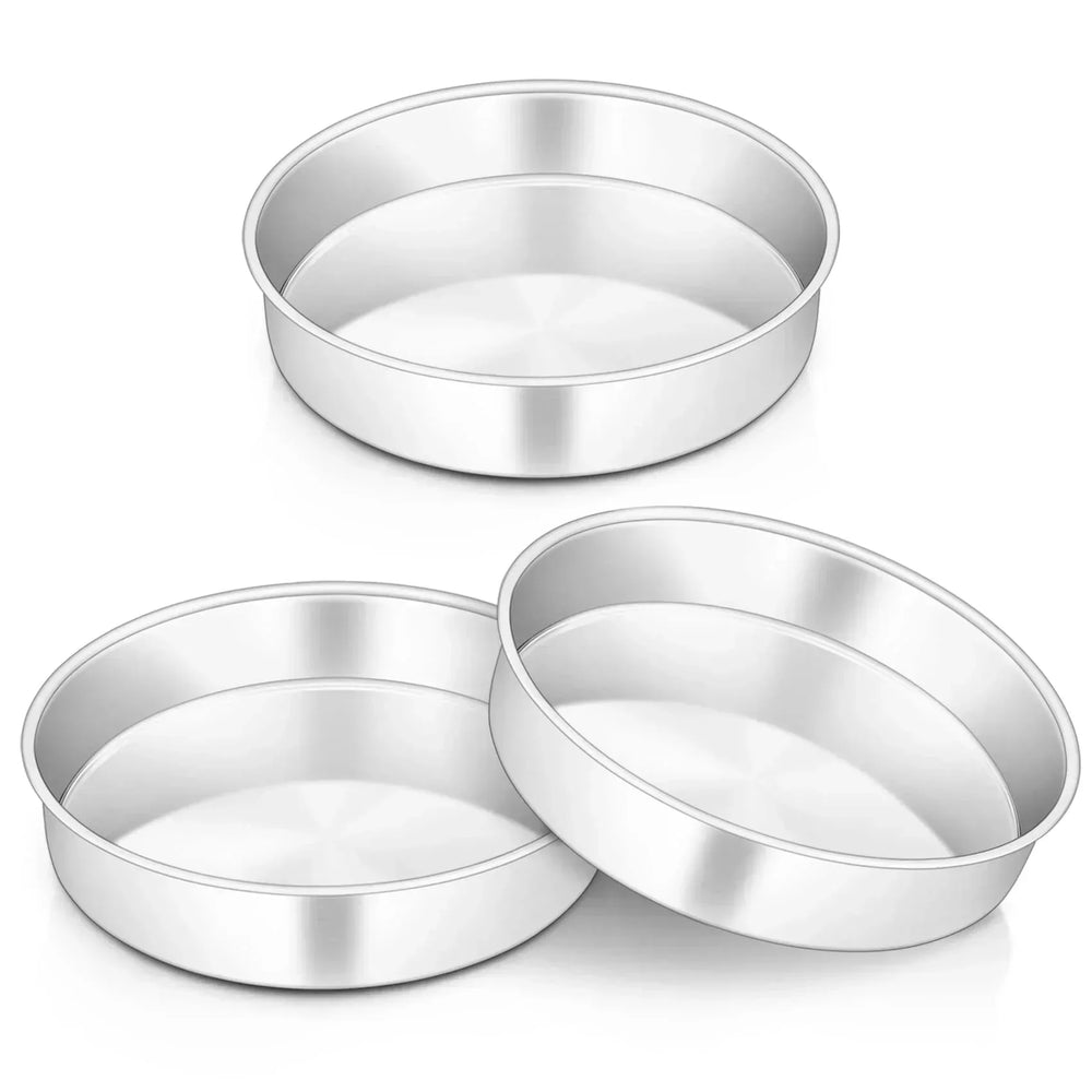 Vesteel Cake Pan, Stainless Steel Round Layer Cake Baking Pans, Non-Toxic & Healthy, Mirror Finish & Dishwasher Safe - USA MEGA SHOP