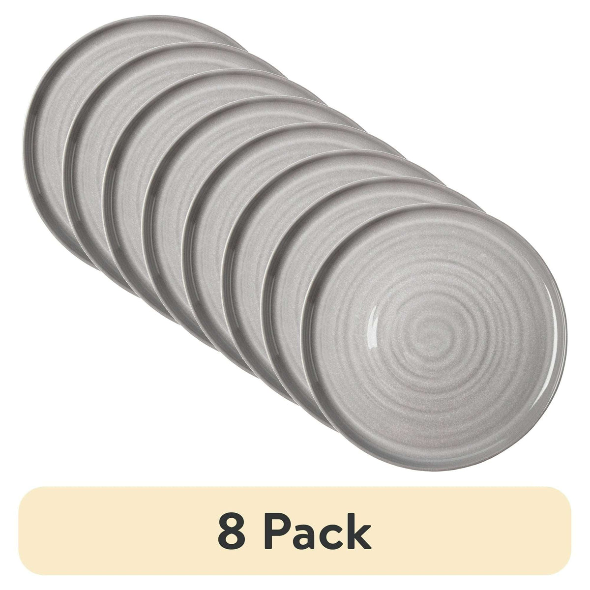 (8 pack) Better Homes & Gardens-Collins Collection Grey Stoneware Round 10.4" Dinner Plate