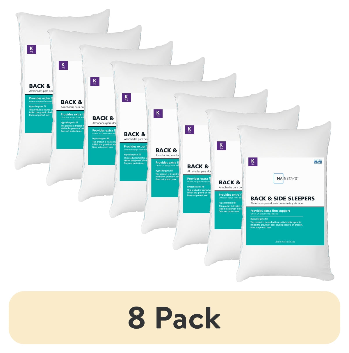 Mainstays Back & Side Sleeper Bed Pillow, King - Extra Firm Support