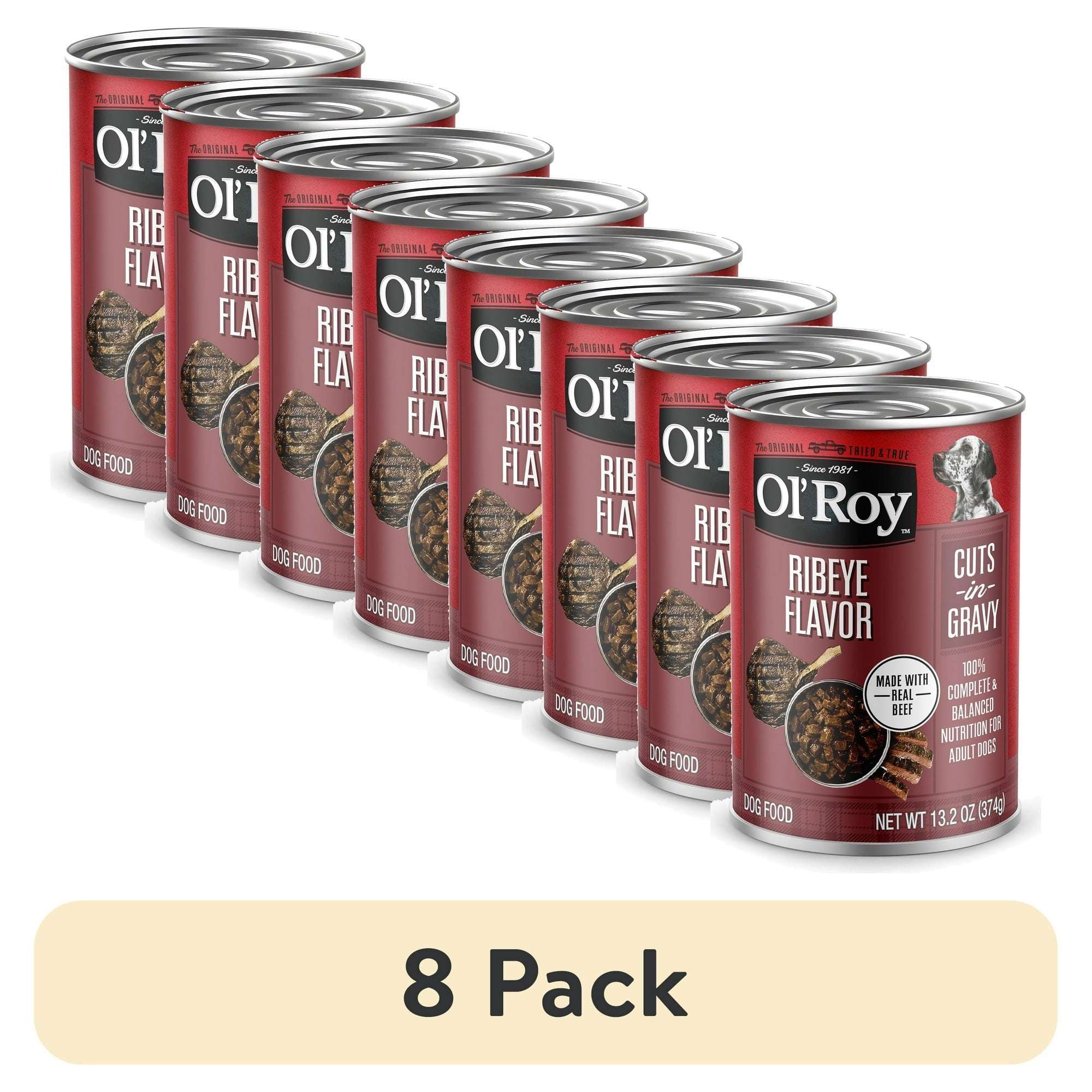 Ol' Roy Ribeye Flavor Cuts in Gravy Wet Dog Food, 13.2 oz Can