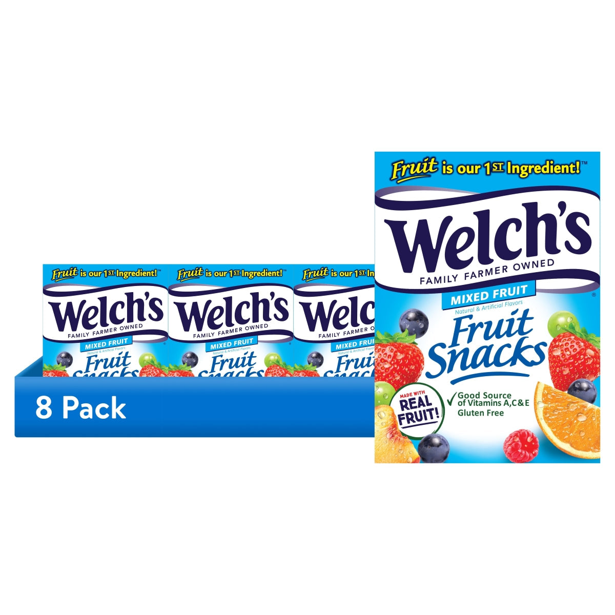 Welch's Fruit Snacks Gluten-Free Mixed Fruit Soft Fruit Snacks, .8 oz, 10 Count
