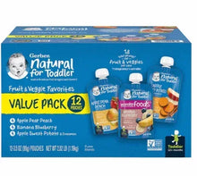 Toddler fruit & veggie favorites value pack box with 12 sealed pouches