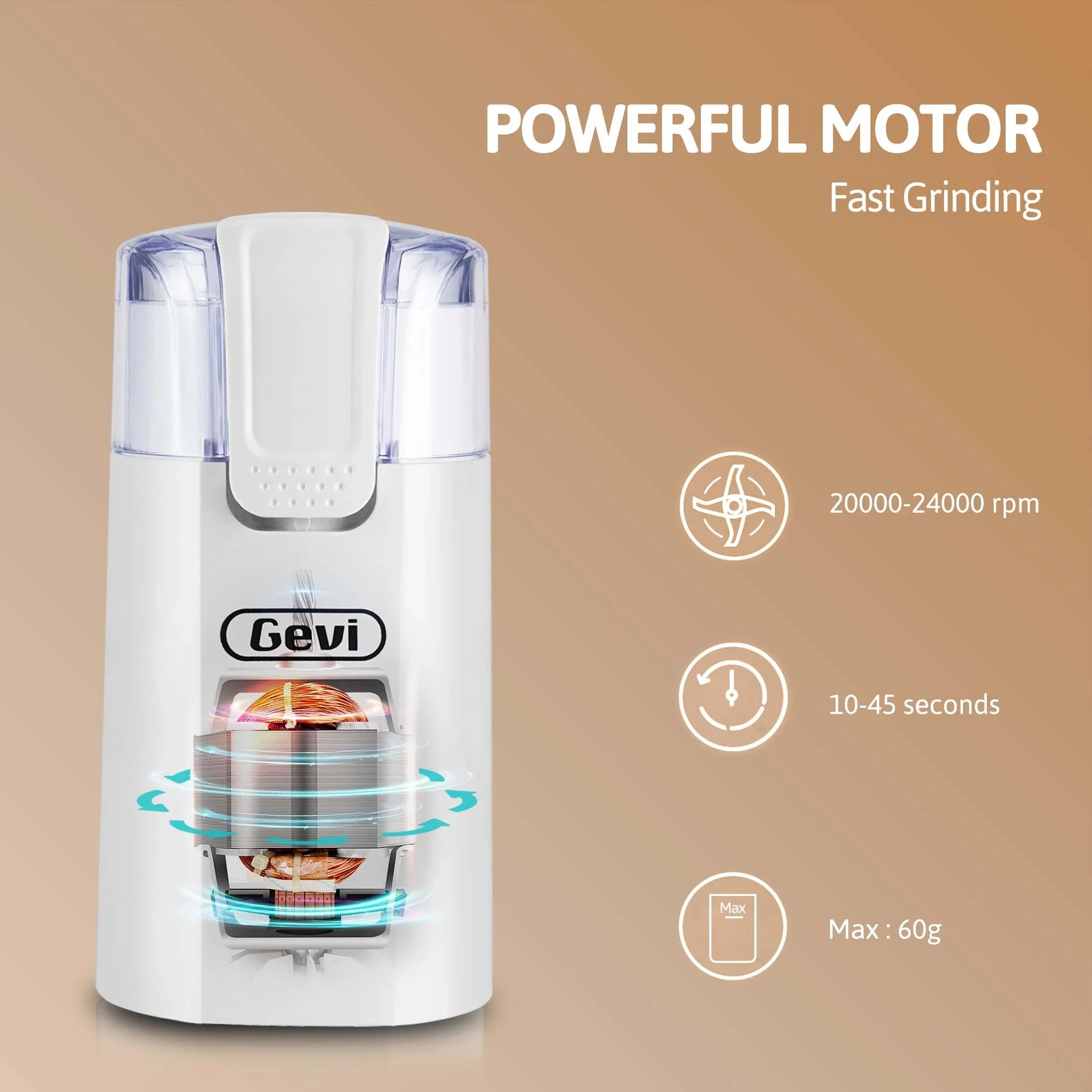 Gevi 12-Cup Electric Coffee Grinder with Stainless Steel Blades