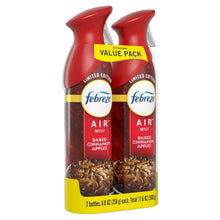 Red Febreze Air Mist 2-pack aerosol bottles, baked cinnamon apples on labels