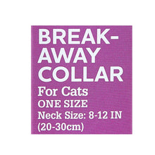 Break-away collar for cats one size card showing neck size 8-12 in (20-30cm)
