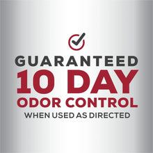 Cat litter package seal graphic: Guaranteed 10 Day Odor Control.