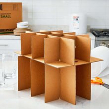 Glass packing kit upright cardboard partitions for packing glassware in a small box