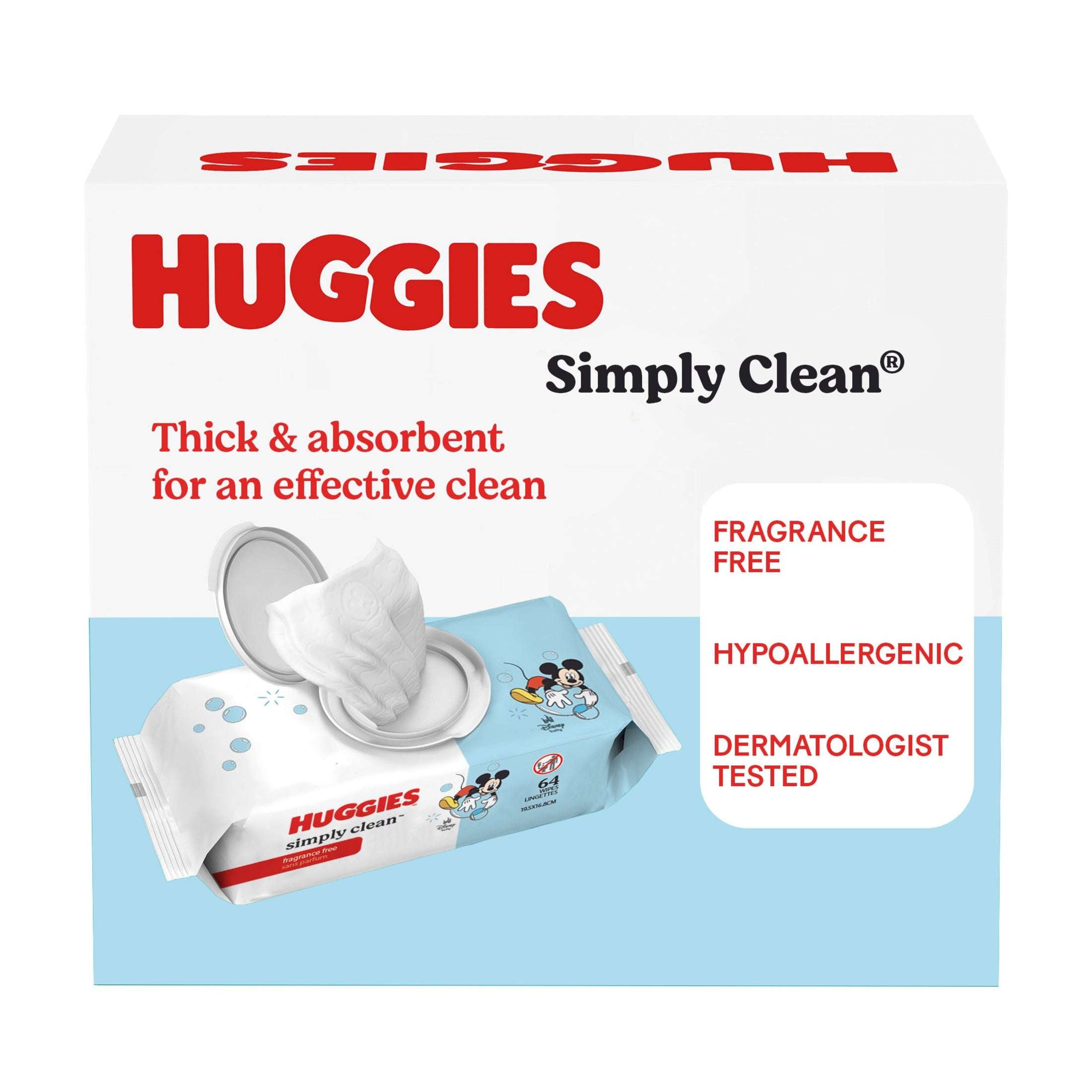 Huggies Simply Clean Unscented Baby Wipes, 1 Pack, 64 Total Count (Select for More)