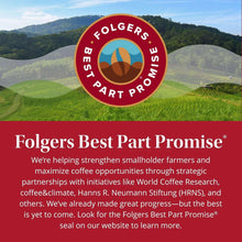 Folgers Best Part Promise coffee brand card with circular badge and text