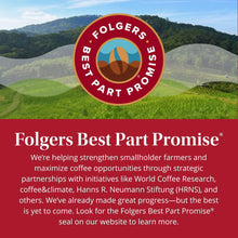 Folgers Best Part Promise seal on red coffee box panel