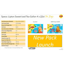 Iced sweet tea box with specs panel and "New Pack Launch"