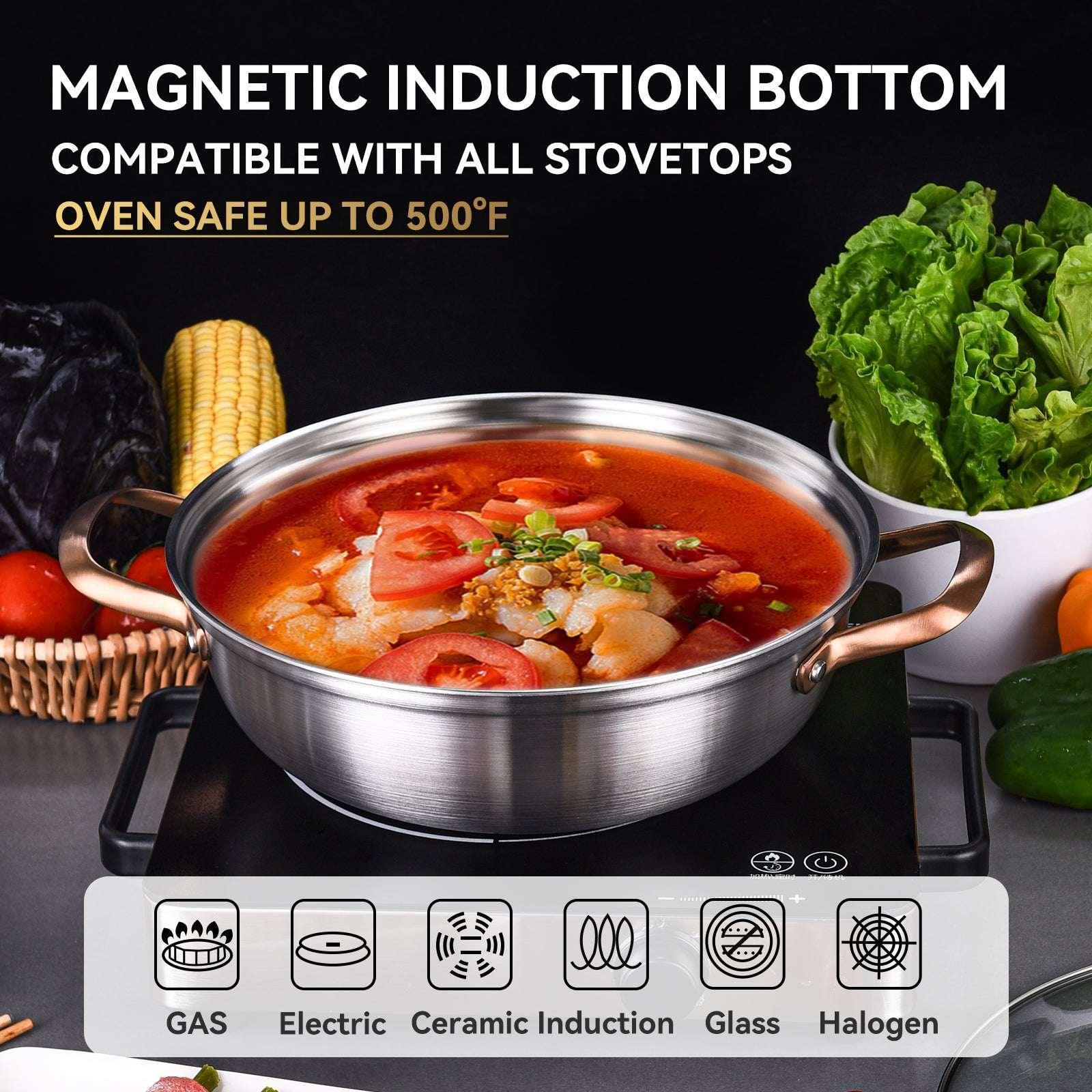 LOLYKITCH Tri-ply Stainless Steel Sauté Pan with Lid,3.5QT Everyday Pan ,Kadhai,Induction Cooking Pot,Dishwasher and Oven Safe,11 inch.