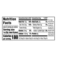 Nutrition Facts panel: serving size 1 oz and 180 calories per serving.