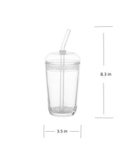 Clear glass dome-lid tumbler, 8.3 in high and 3.5 in wide