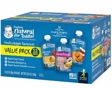 Toddler fruit & veggie favorites value pack carton with 12 sealed pouches, side