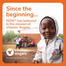 Vitamin Angels partner card with NOW branding and 'Since the beginning' text