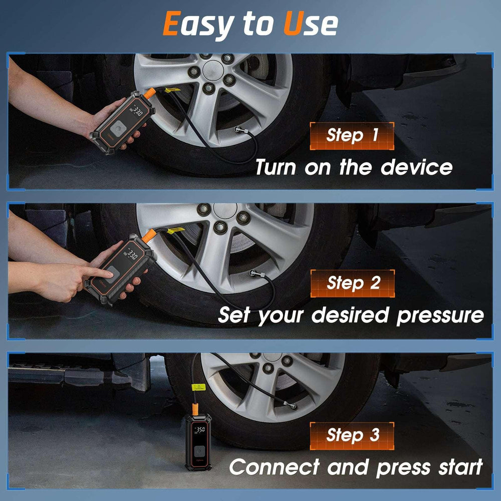 Ophanie Cordless Portable Tire Inflator - 160 Psi Digital Pressure Gauge, Air Compressor for Car Tires with Automatic Shutoff, Emergency LED Light, Compact Automotive Pump - USA MEGA SHOP