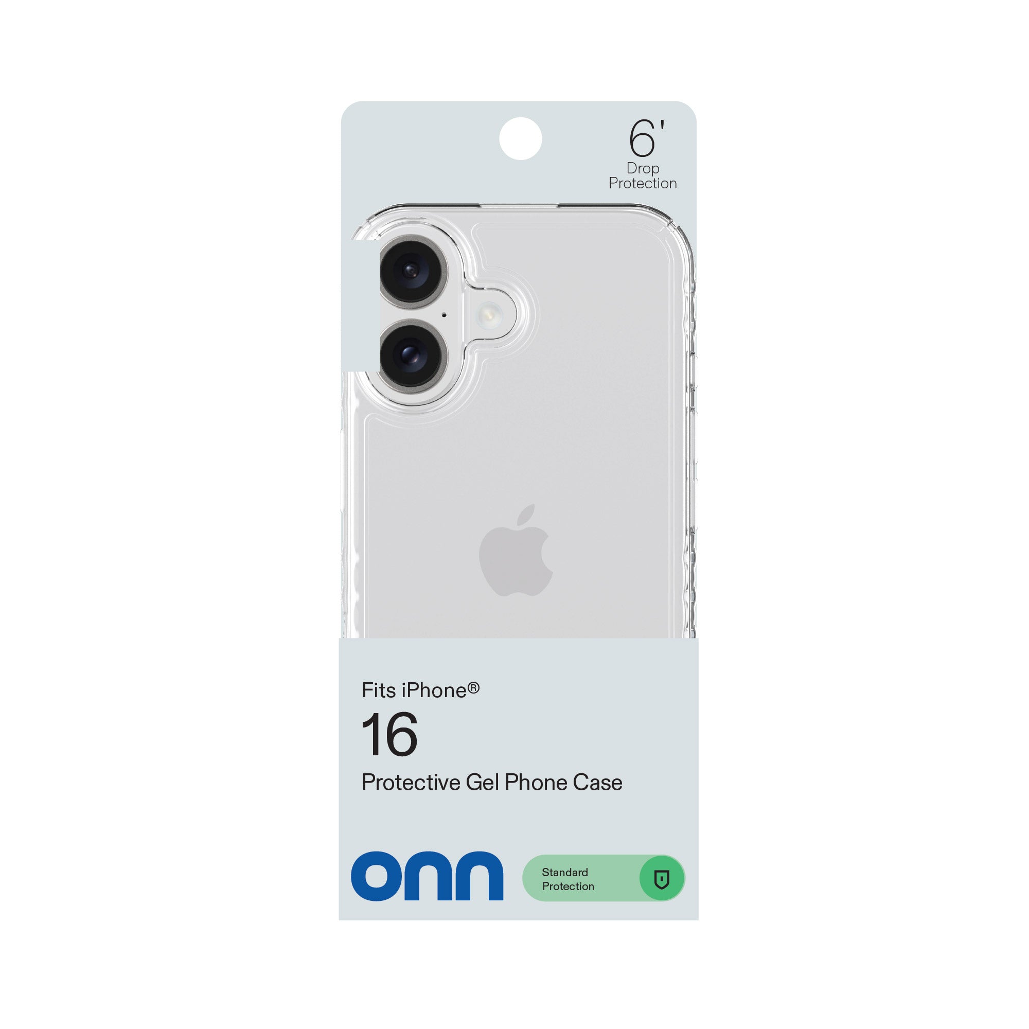 onn Protective Gel Phone Case for iPhone 16 - Clear