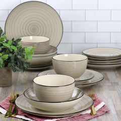 Elama Gia 24 Piece Stoneware Dinnerware Set in Cream