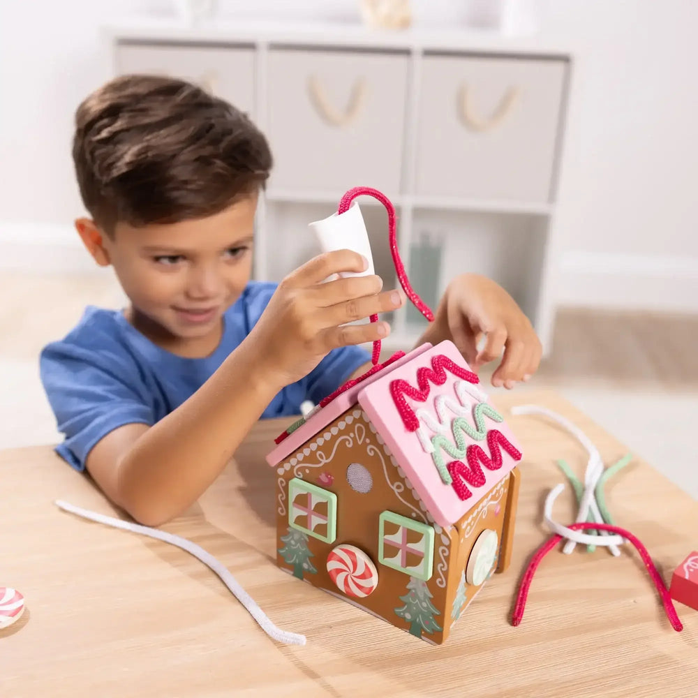 Melissa & Doug Pink Wooden Gingerbread House Reusable, Mess-Free Play Set Activity for Boys and Girls - USA MEGA SHOP