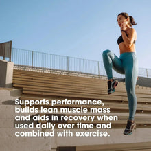 Fitness runner on steps for creatine performance and recovery marketing
