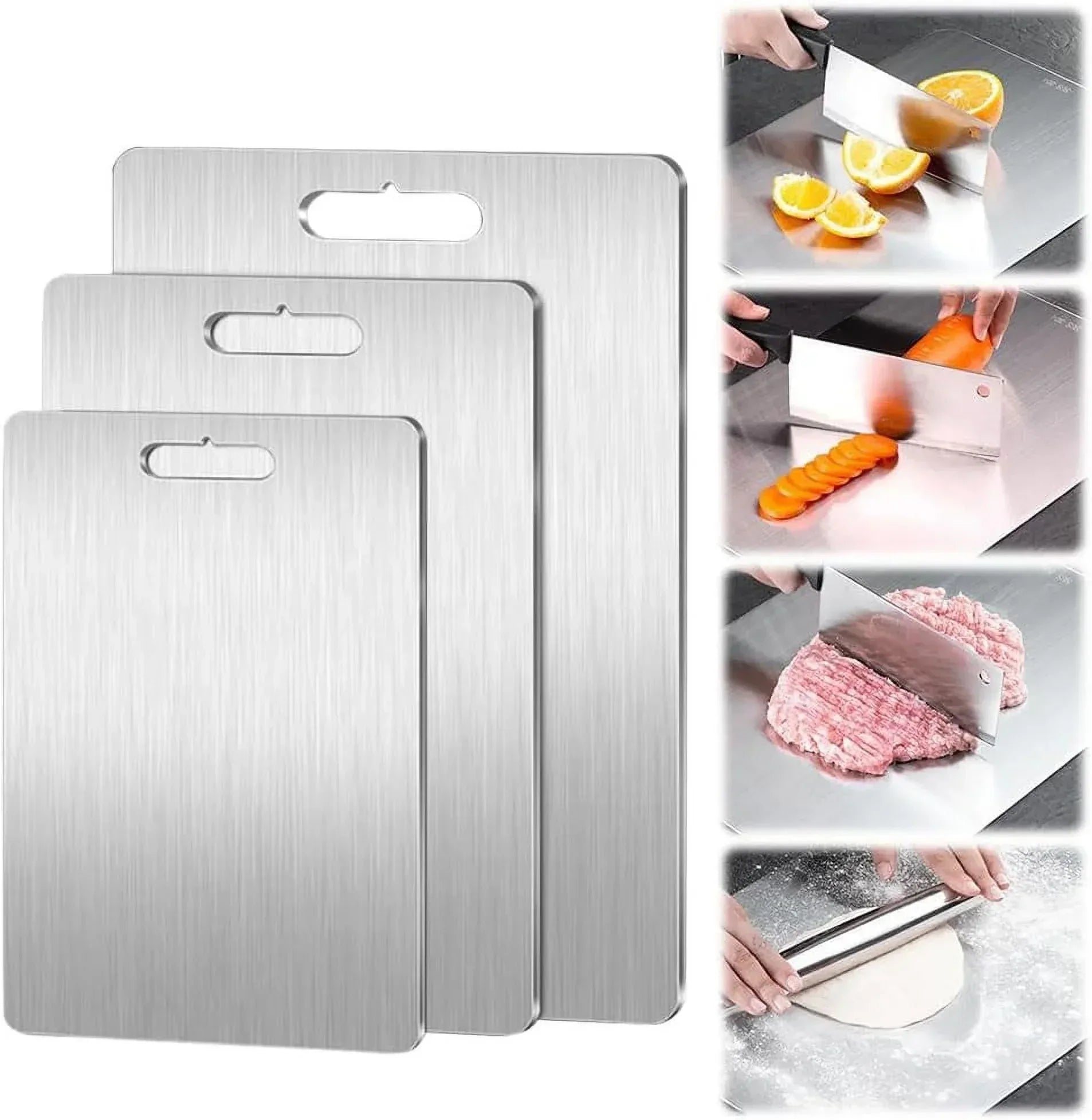 New Titanium Cutting Boards - 100% Pure Titanium Cutting Boards for Kitchen - Cutting Edge Hygiene & Durability, Double Sided Medical-grade Titanium Cutting Mat from Japan - USA MEGA SHOP