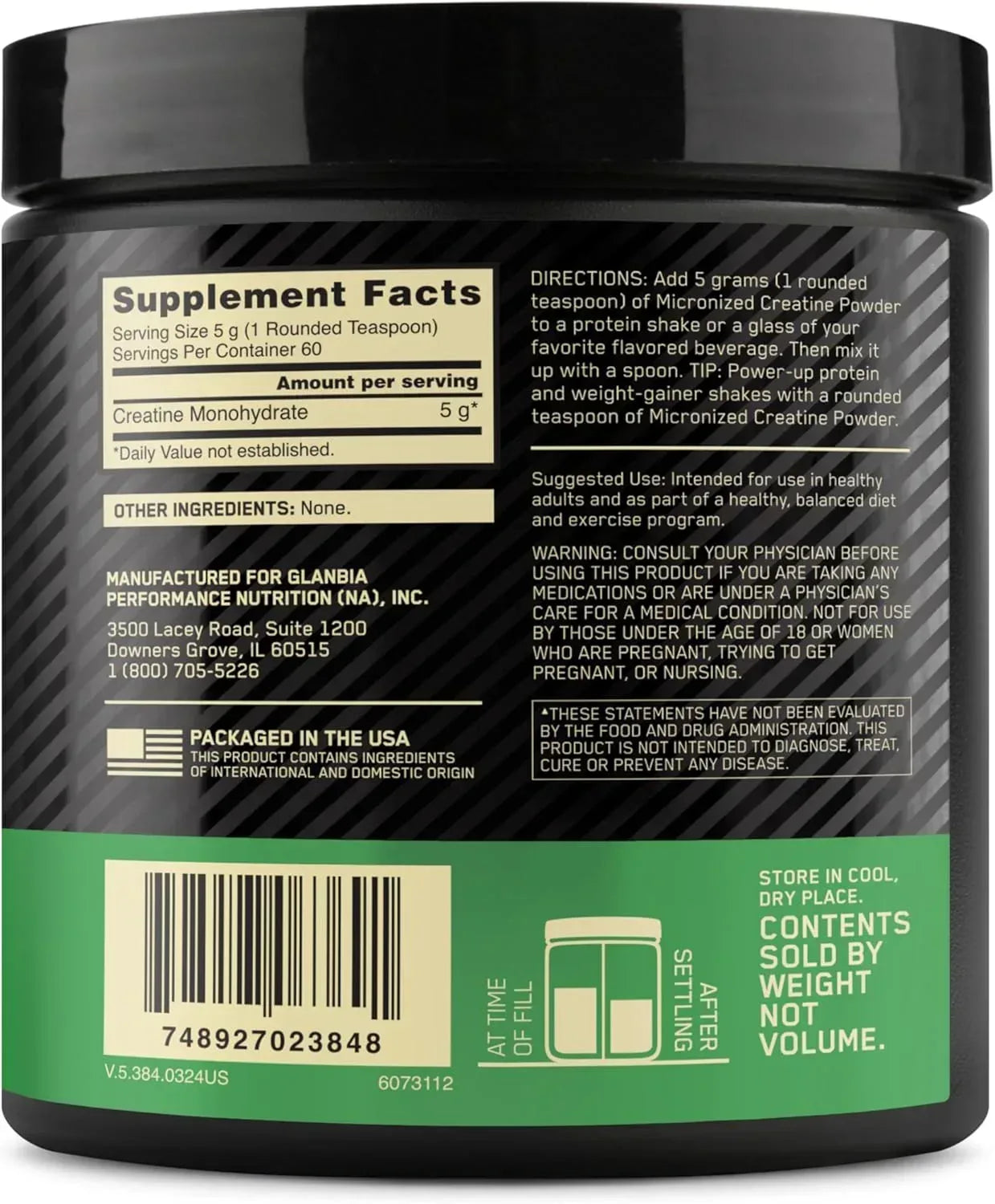Optimum Nutrition, Micronized Creatine Powder, Unflavored, 1.32 lb (600 g)