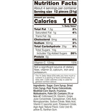 Nutrition Facts panel for fruit-flavored snack pouches, 110 calories per serving