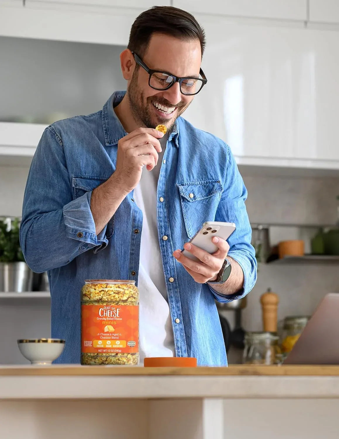 Just the Cheese Minis – Cheese & Aged Cheddar Blend Crisps, 12 oz Jar, Delicious Low-Carb Lifestyle Protein Chips, High-Protein, Gluten-Free Crisps, Keto-Friendly, Zero Sugar, Perfect Snack for Adults