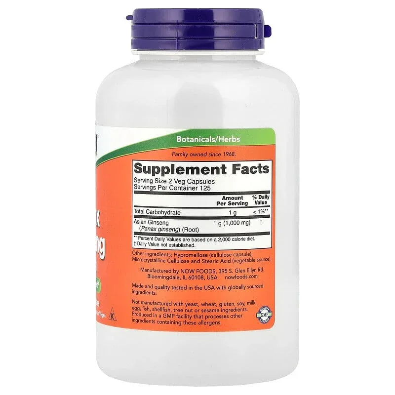 NOW Foods, Panax Ginseng , 500 mg, Veg Capsules