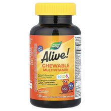 Kids chewable multivitamin bottle, Nature's Way Alive! orange and berry fruit flavor.
