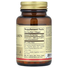 Solgar Methylcobalamin 1000 mcg supplement label on bottle back, dosage details