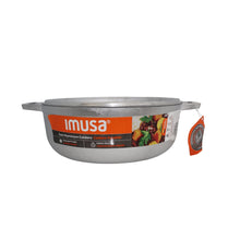 IMUSA cast aluminum caldero with lid and side handles, silver pot with black knob