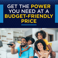 Promotional card with text: Get the power you need at a budget-friendly price