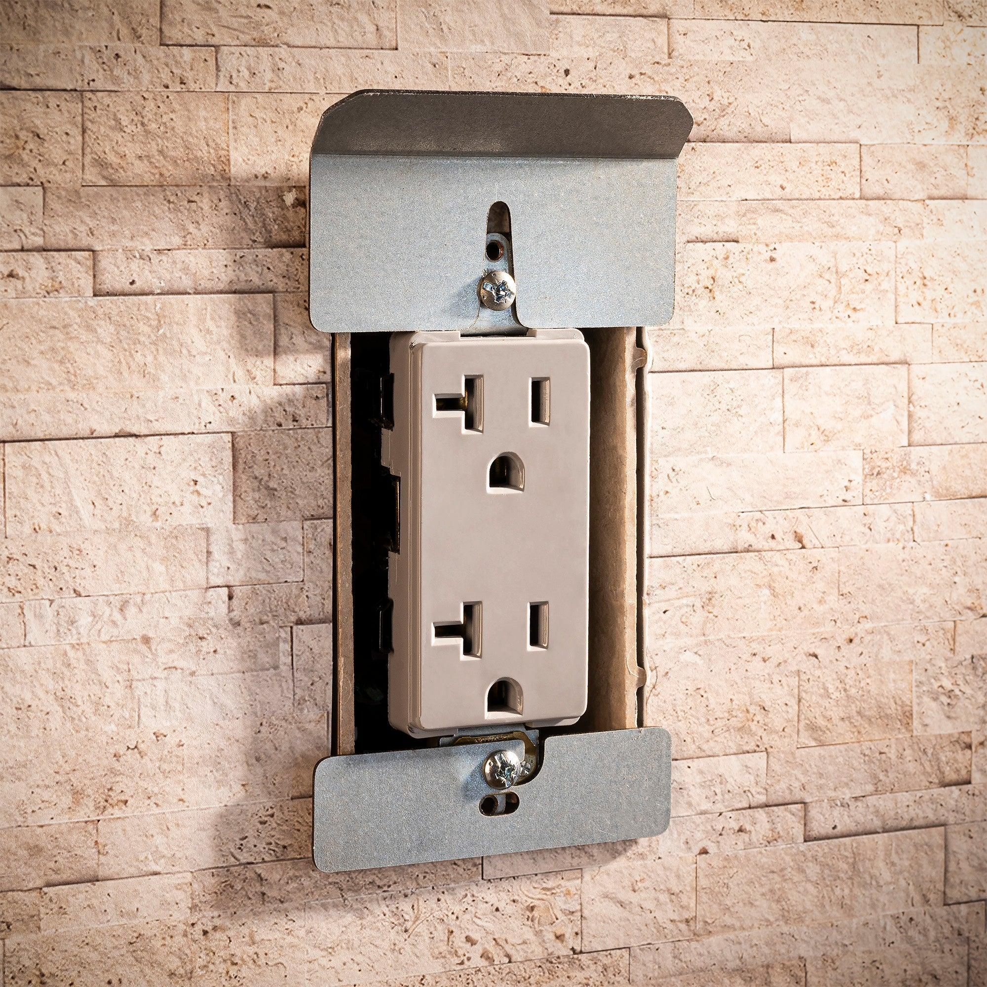 onn. White Outlet Shelf with Power Cord Storage Compartment