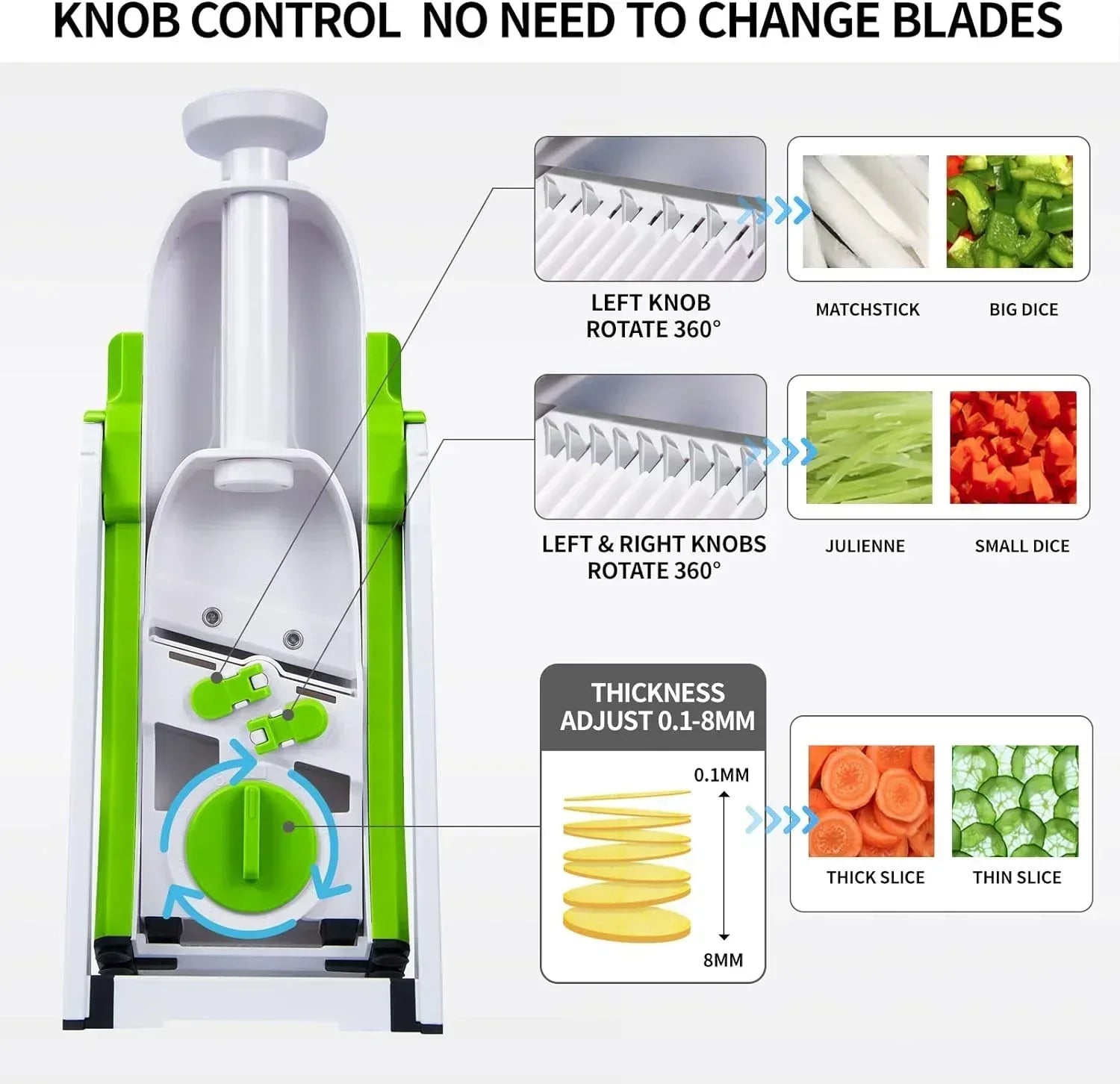 Mandoline Slicer for Vegetables Fruits, Adjustable Thickness Stainless Steel Food Cutter & Chopper, Safe and Quick Meal Preparation - USA MEGA SHOP