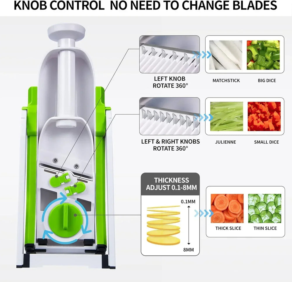 Mandoline Slicer for Vegetables Fruits, Adjustable Thickness Stainless Steel Food Cutter & Chopper, Safe and Quick Meal Preparation - USA MEGA SHOP