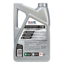 Mobil 1 Advanced Fuel Economy 0W-20 motor oil jug, back label and details, 5 qt