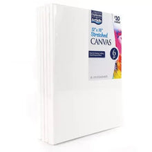 Stack of stretched canvas panels with white primed surfaces, 12 x 16 in, angled