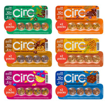 Energy bite flavor multipack showing six resealable packs, two each, with visible bites