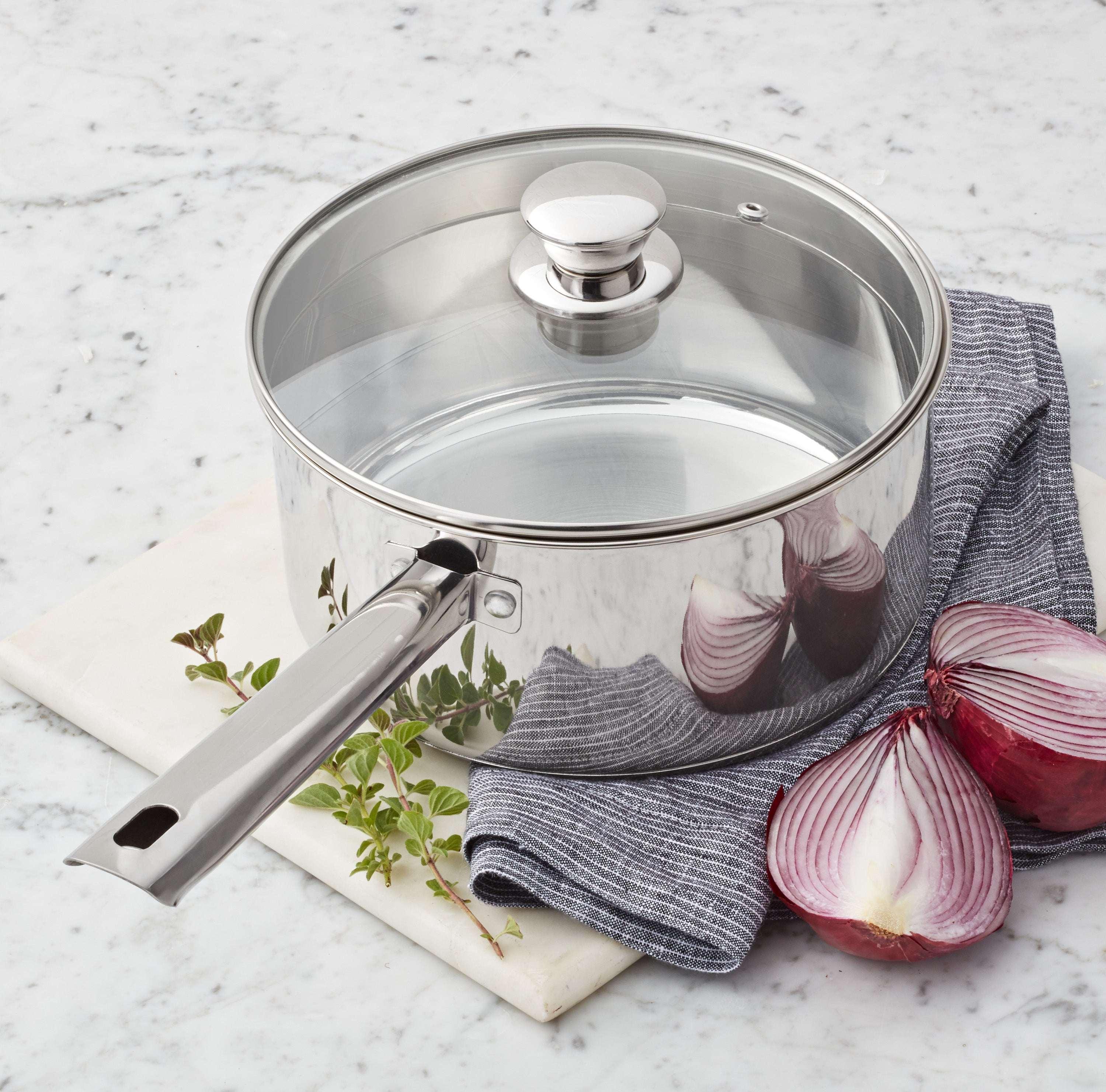 Mainstays 3 qt Induction Compatible Stainless Steel Saucepan with Lid